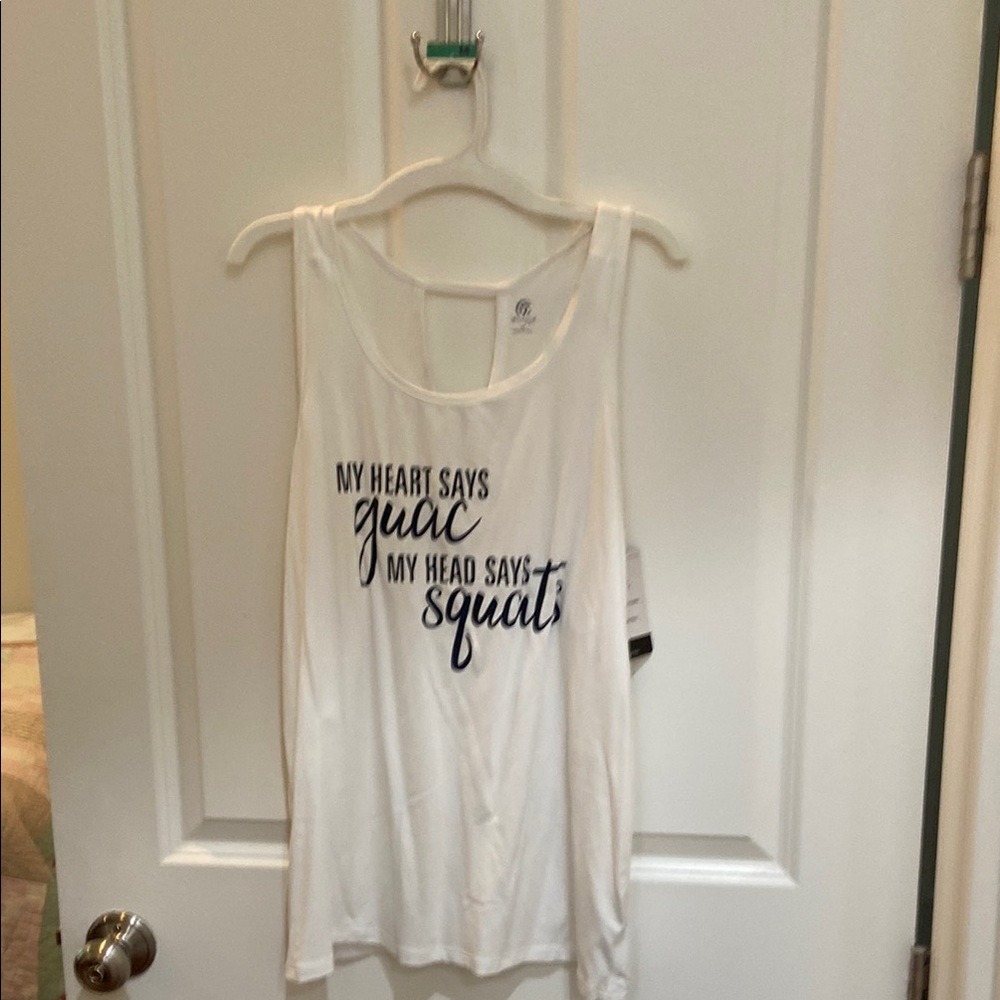 White Tank Top My Heart Says Guac